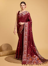 Precise Looking Maroon Saree